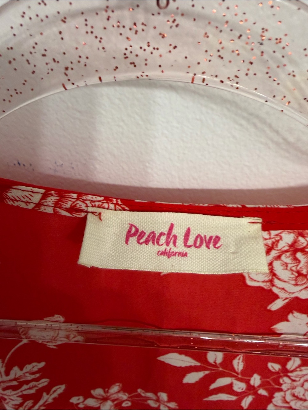Peach Love California Floral Red and White kimono/Swim Coverup/Robe - Picture 3 of 5